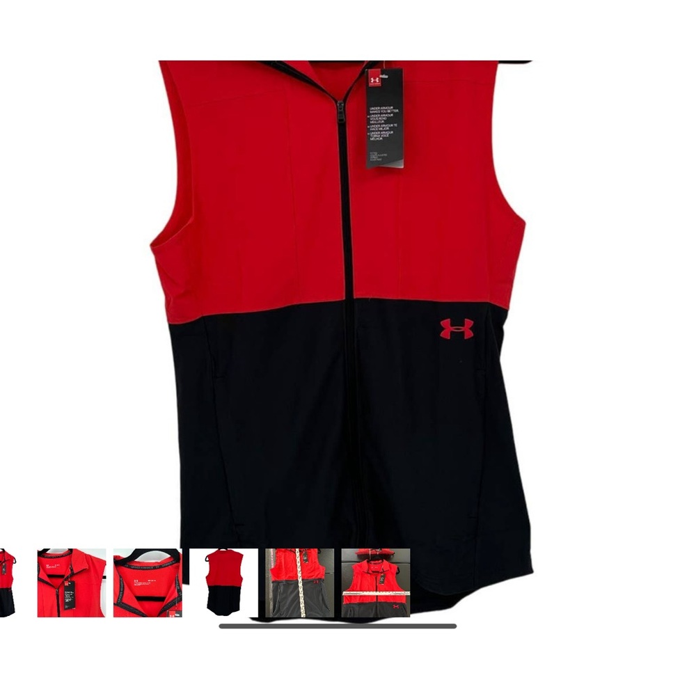 Under Armour Vanish Hybrid Vest Sleeveless Full Zip Fitted Red Black Medium NWT